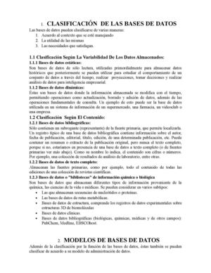 bases de datos clasificacion