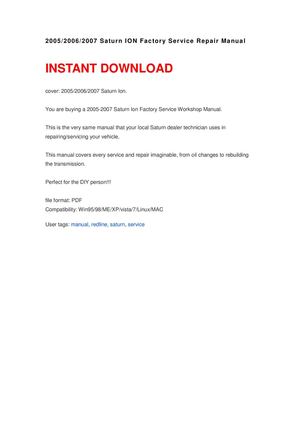 2005 2006 2007 Saturn ION Service manual