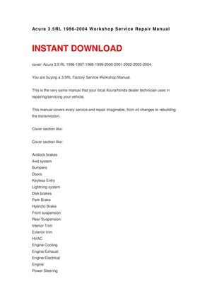 Acura 3.5RL 1996-2004 Service manual