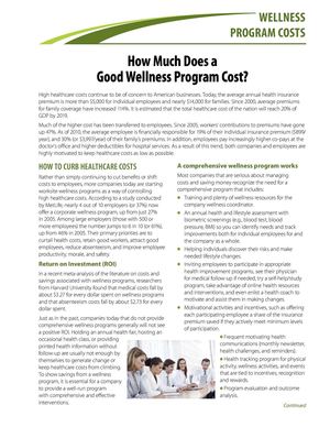 Wellness Program Cost