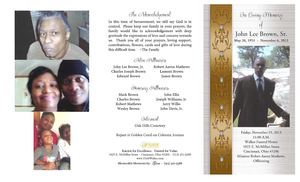 John Lee Brown Sr of Cincinnati Funeral Program / Obituary 