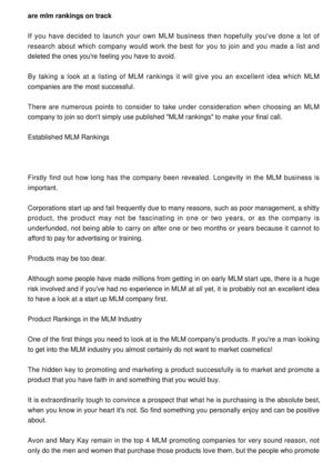 Are MLM Rankings Really Correct?