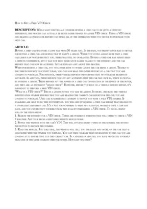 How to Get a Free VIN Check