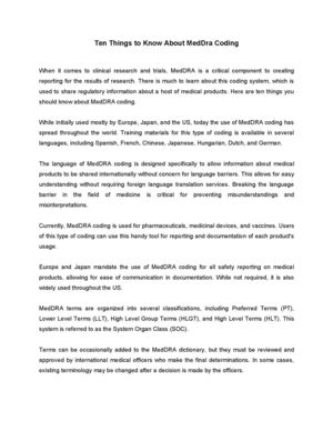 Ten Things to Know About MedDra Coding