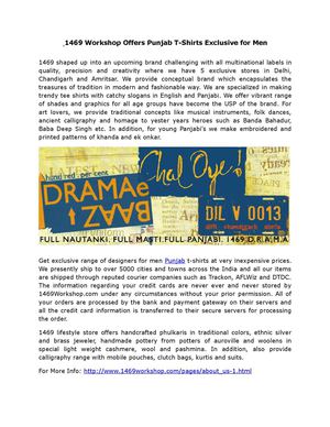 1469 Workshop Offers Punjab T-Shirts Exclusive for Men