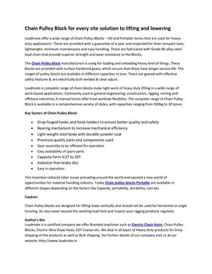 Buy Chain Pulley Block at loadmate