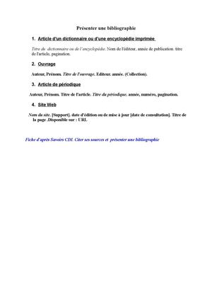 Présenter une bibliographie