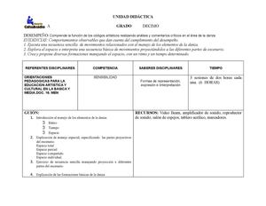 UNIDAD DIDÁCTICA DANZA