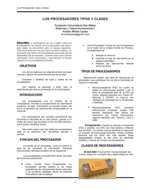 Tipos de Procesadores