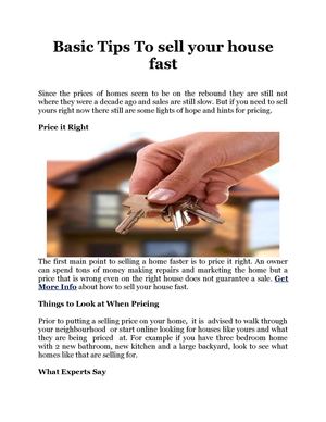 Basic Tips To sell your house fast