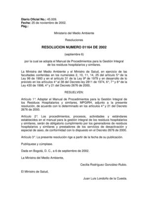 RESOLUCION 1164 de 2002