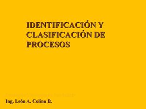  Identificación y clasificación de procesos