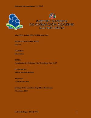 Delitos Tecnologicos de la Ley 53-07