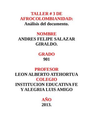 taller # 3 afrocolombianidad