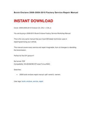 Buick Enclave 2008-2009-2010 Repair Manual 