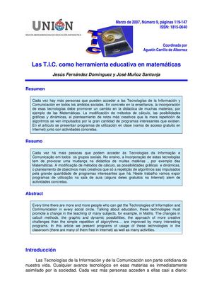 Las T.I.C como herramienta educativa en matematicas.-Dominguez Fernández, Jesús.-Union_009_013