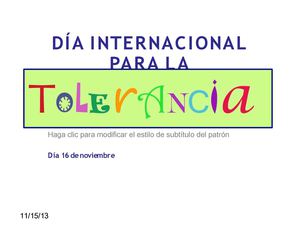 16 de Noviembre, día de la tolerancia