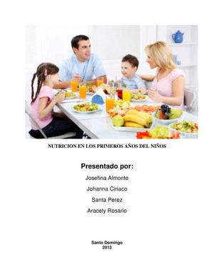 NUTRICIÓN EN LOS PRIMEROS AÑOS DEL NIÑO