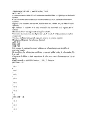 Sistema de numeracion hexadecimal.