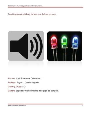 Combinación de pitidos y de leds para definir un error.