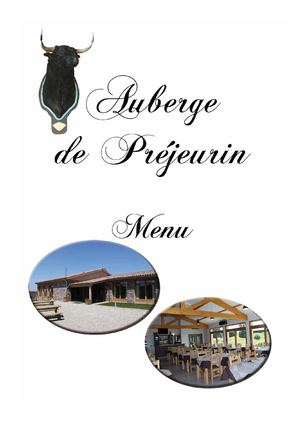 Menu Auberge de Préjeurin
