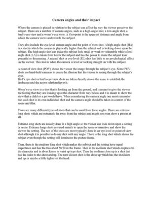 Camera angles and their impact