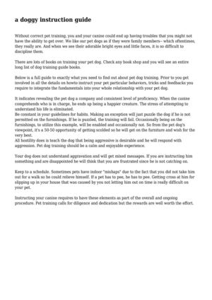 a  doggy  instruction guide
