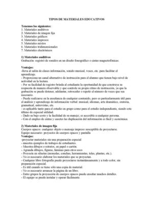 TIPOS DE MATERIALES EDUCATIVOS
