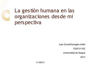 La gestión humana en las organizaciones desde mi perspectiva