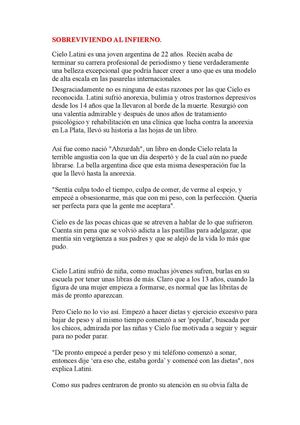 TESTIMONIOS SOBRE LA ANOREXIA.