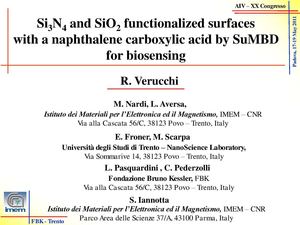 Si3N4and SiO2 functionalized surfaces with a naphthalene carboxylic acid by SuMBD for biosensing.