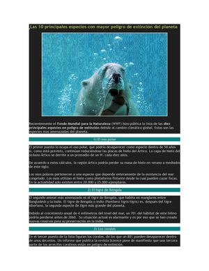 Los principales animales en peligro de extincion