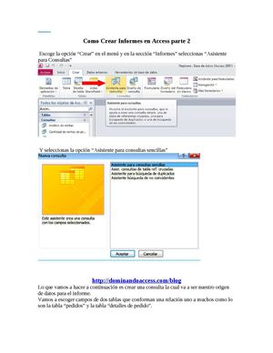 como crear informenes en access