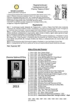Premio Sabino d'oro ed. 2013