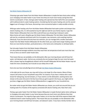 Hot Water Heaters Milwaukee  Call 414-982-1605  Milwaukee WI Hot Water Heater