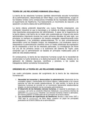 TEORÍA DE LAS RELACIONES HUMANAS (Elton Mayo) 