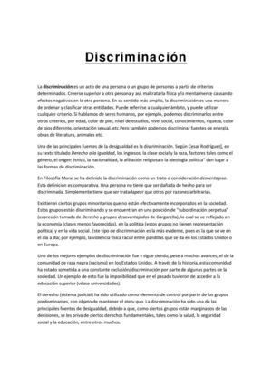 ¿Qué es la discriminación?