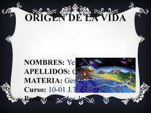 Origen De La Vida.