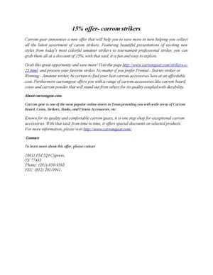 15% offer- carrom strikers and board games accessories