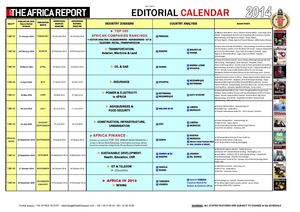 The Africa Report - Editorial calendar 2009
