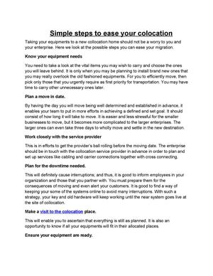 A Colocation Plan Sample Calaméo - Simple steps to ease your colocation