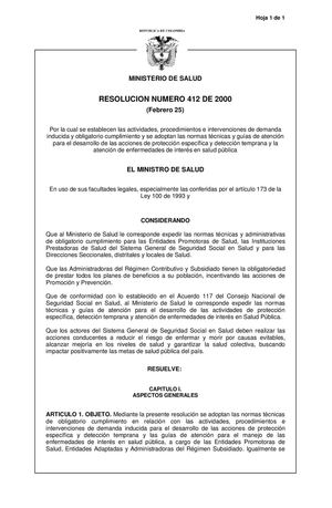 RESOLUCIÓN 412  ARTICULO 10 GUIAS DE ATENCION DE ENFERMEDADES DE INTERES EN SALUD PUBLICA  ANEXO 2 – 200