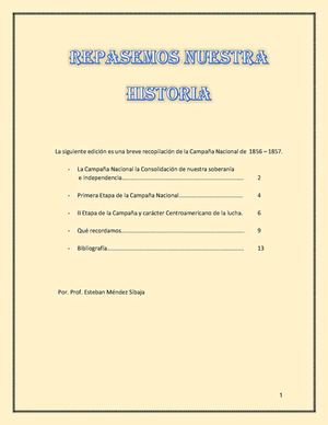 El Mundo de la Historia La Campaña nacional de 1856 -1857
