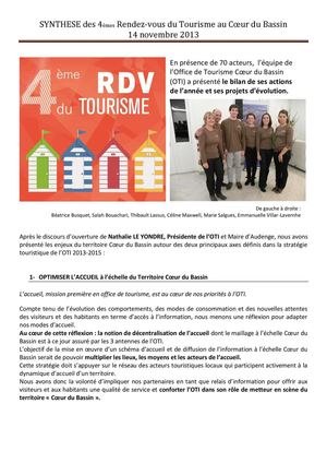 Synthèse des 4èmes RDV du Tourisme du Coeur du Bassin d'Arcachon