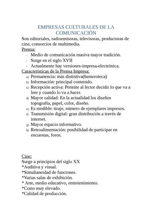 EMPRESAS CULTURALES DE LA COMUNICACIÓN