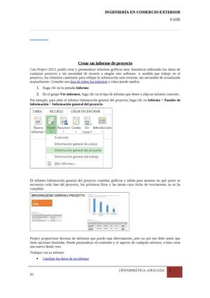 Crear un informe de proyecto