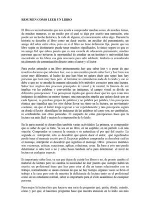 Resumen como leer un libro