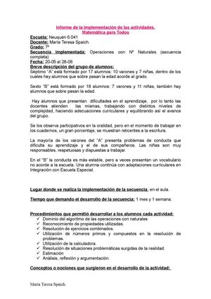 IEsc. 6041nforme Numeros naturales 6°