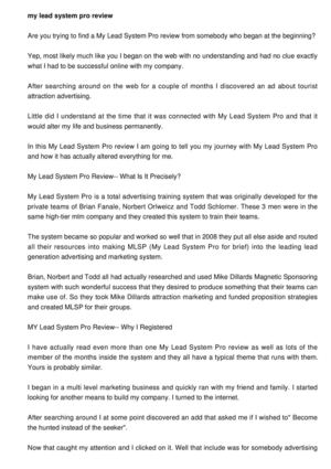 My Lead System Pro Review