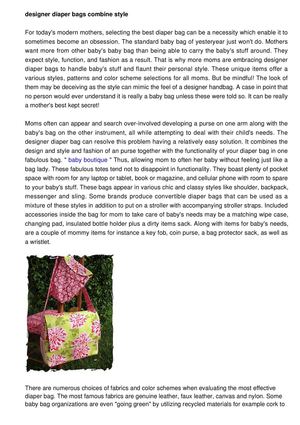 Designer Diaper Bags Combine Style, Fashion overall performance